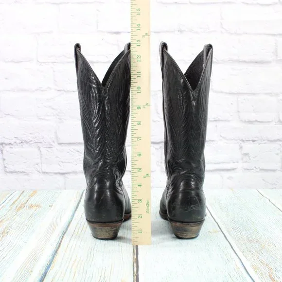 Code West Black Leather Mid Calf Cowboy Western Boot Size 7.5 M - Picture 8 of 9